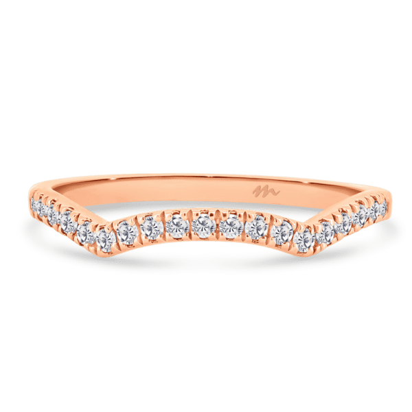 Newport A Rose Gold Moissanite Jigsaw Cut Pave Set Wedding Ring