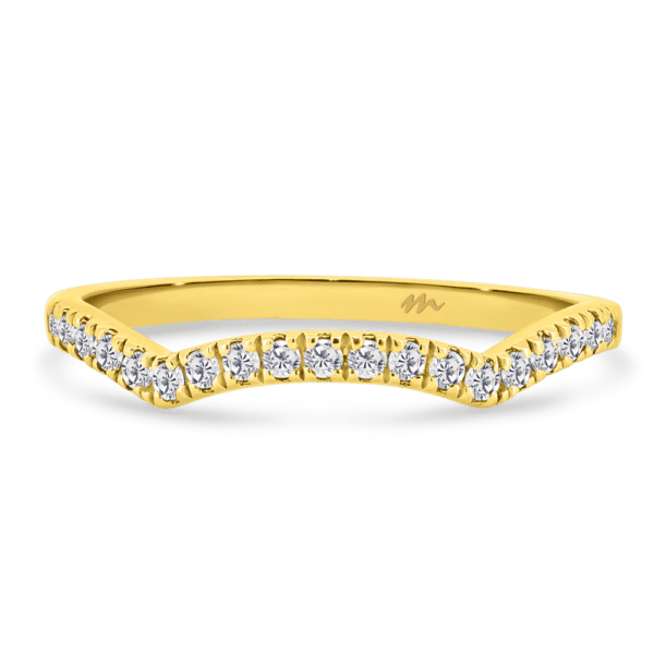 Newport A Yellow Gold Moissanite Jigsaw Cut Pave Set Wedding Ring