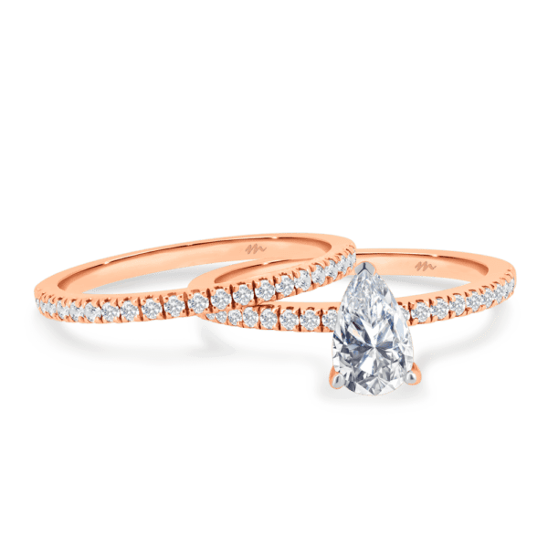 Pia A Pia Pear 8X5 Rose Gold Moissanite Straight Prong Set Wedding Ring