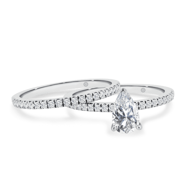Pia A Pia Pear 8X5 White Gold Lab Grown Diamond Straight Prong Set Wedding Ring