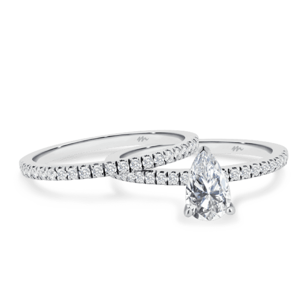 Pia A Pia Pear 8X5 White Gold Moissanite Straight Prong Set Wedding Ring