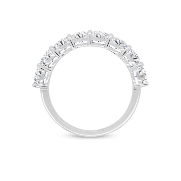Piper Side White Gold Moissanite Prong Set Cushion Half Eternity Wedding Ring