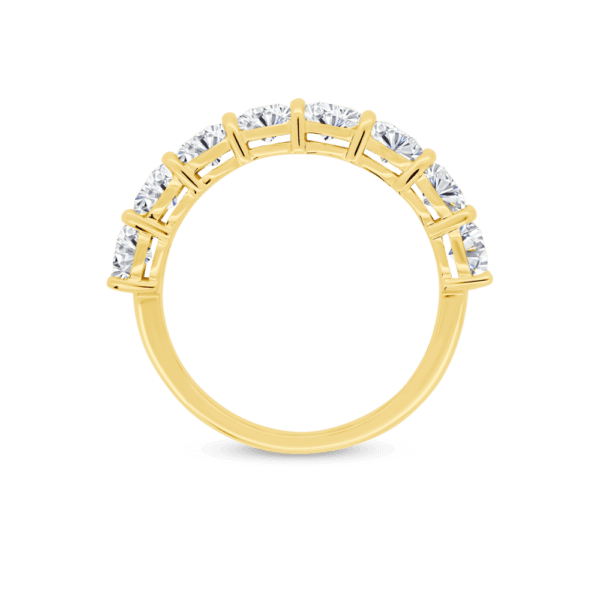 Piper Side Yellow Gold Moissanite Prong Set Cushion Half Eternity Wedding Ring