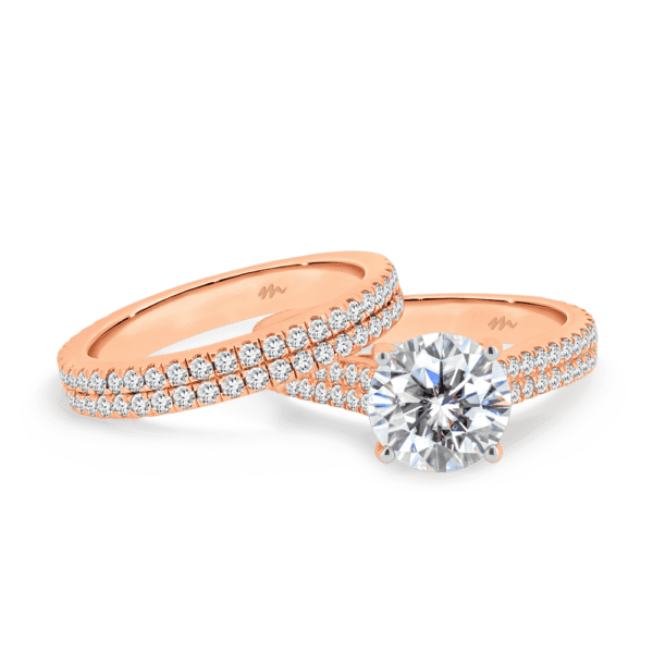 Rea A Rea 8.0 Rose Gold Moissanite Round Double Row U Prong Set Wedding Ring
