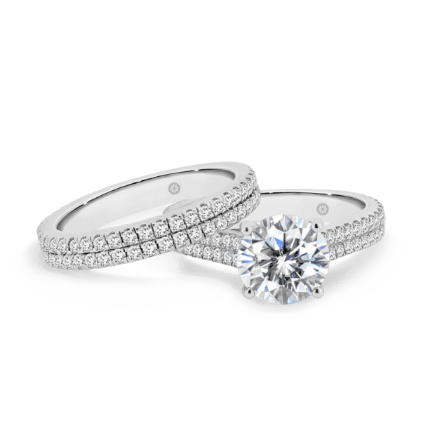 Rea A Rea 8.0 White Gold Lab Grown Diamond Round Double Row U Prong Set Wedding Ring
