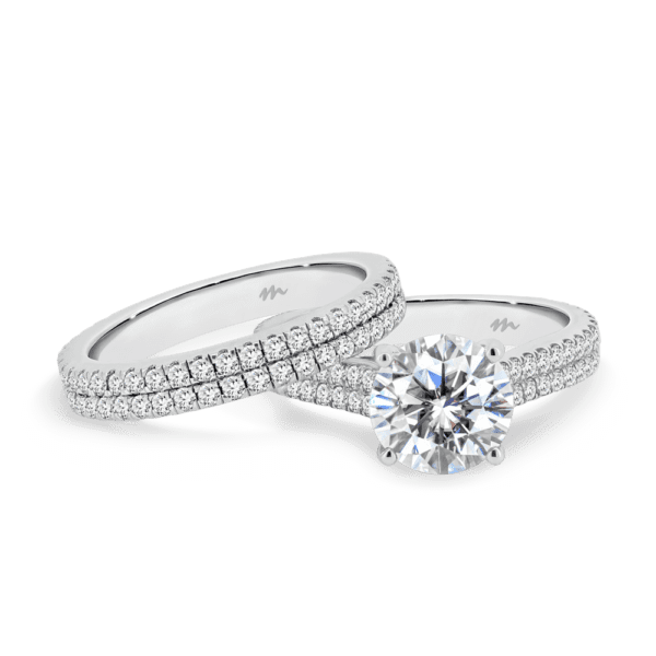 Rea A Rea 8.0 White Gold Moissanite Round Double Row U Prong Set Wedding Ring