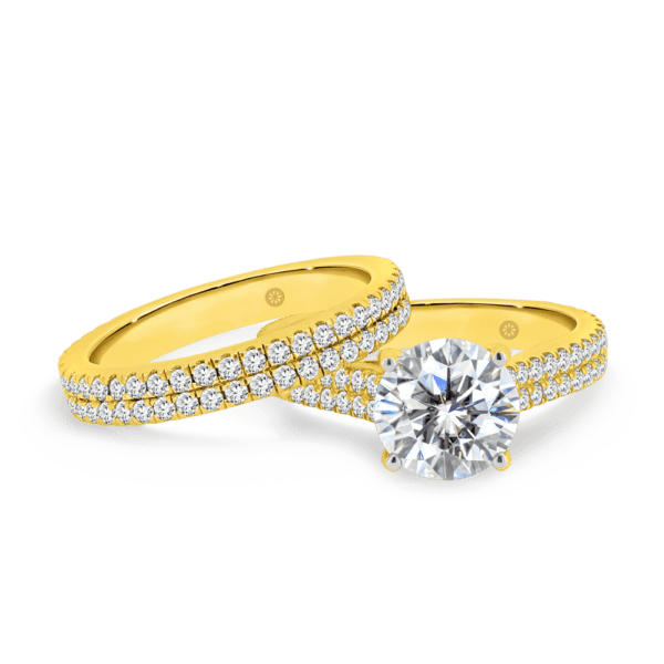 Rea A Rea 8.0 Yellow Gold Lab Grown Diamond Round Double Row U Prong Set Wedding Ring