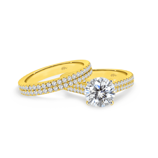 Rea A Rea 8.0 Yellow Gold Moissanite Round Double Row U Prong Set Wedding Ring