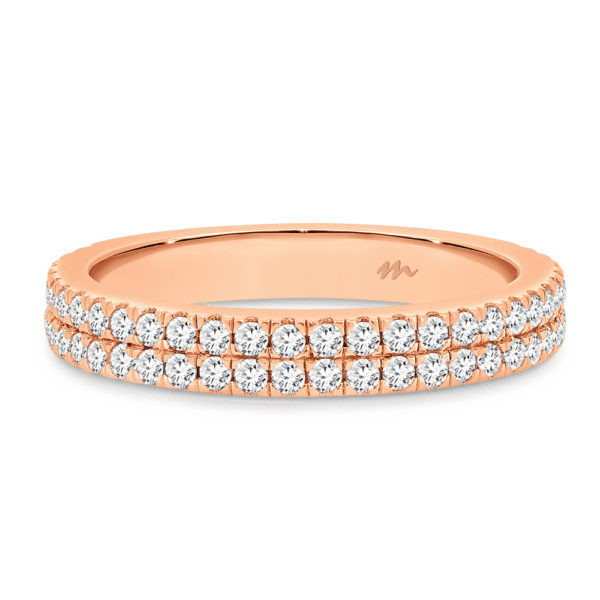 Rea A Rose Gold Moissanite Double Row U Prong Set Wedding Ring