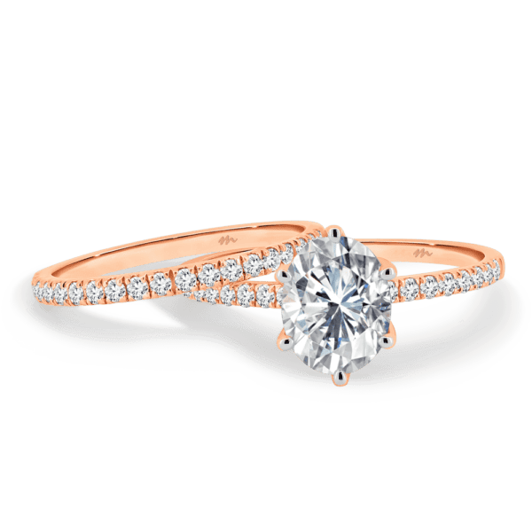 Rosewood A Rosewood Oval 9X7 Rose Gold Moissanite Straight Prong Set Wedding Ring