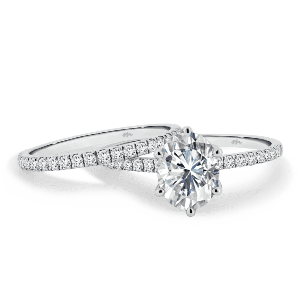 Rosewood A Rosewood Oval 9X7 White Gold Moissanite Straight Prong Set Wedding Ring