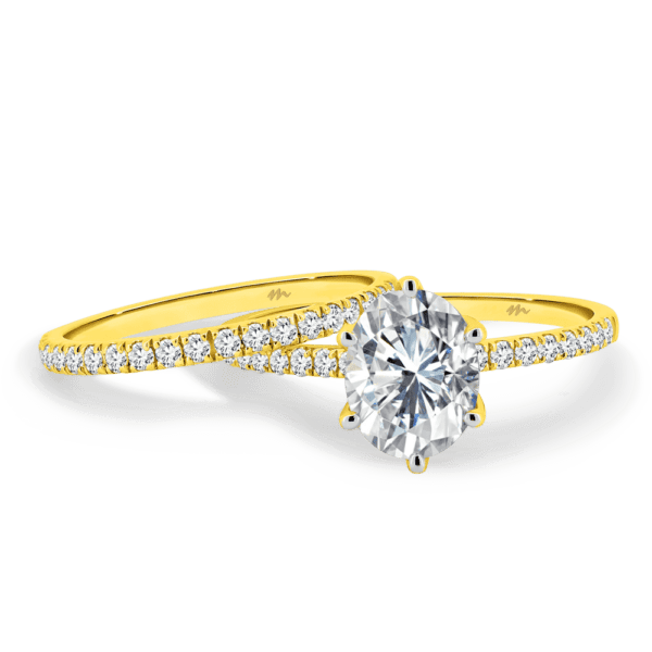 Rosewood A Rosewood Oval 9X7 Yellow Gold Moissanite Straight Prong Set Wedding Ring
