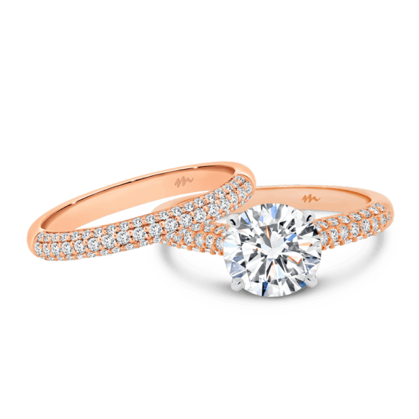 Rosita A Rosita 6.5 Rose Gold Moissanite Triple Row Rolling Pave Set Wedding Ring