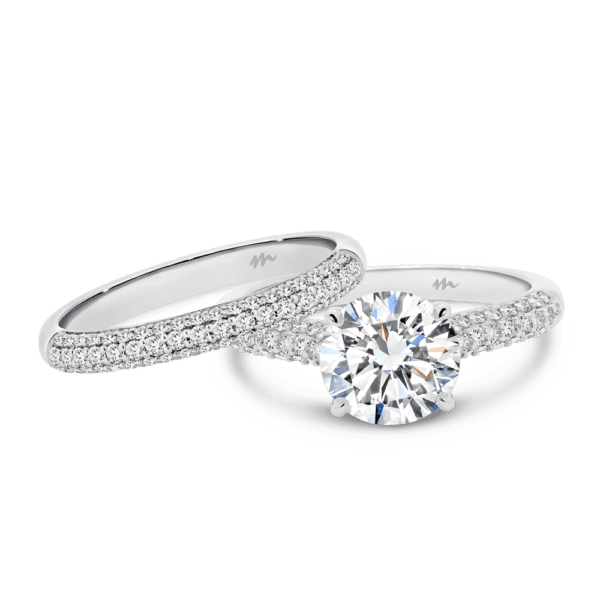 Rosita A Rosita 6.5 White Gold Moissanite Triple Row Rolling Pave Set Wedding Ring