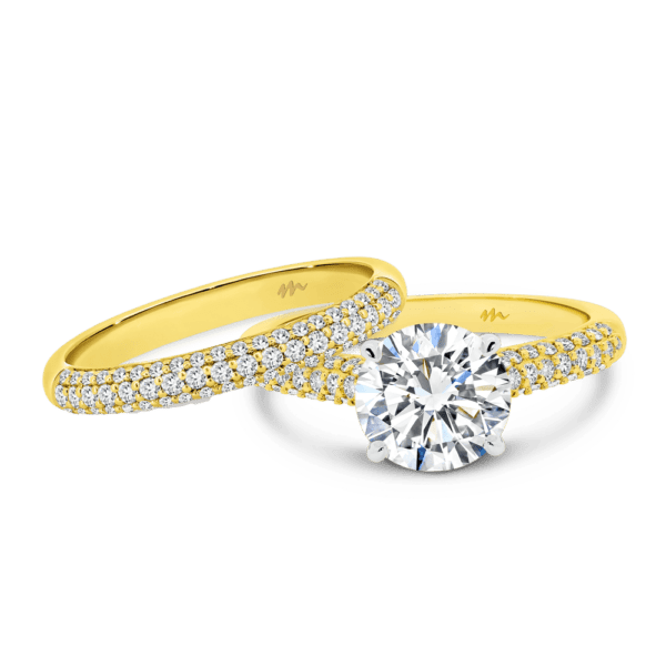 Rosita A Rosita 6.5 Yellow Gold Moissanite Triple Row Rolling Pave Set Wedding Ring