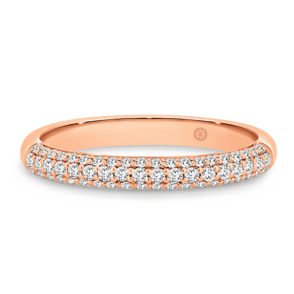 Rosita A Rose Gold Lab Grown Diamond Triple Row Rolling Pave Set Wedding Ring