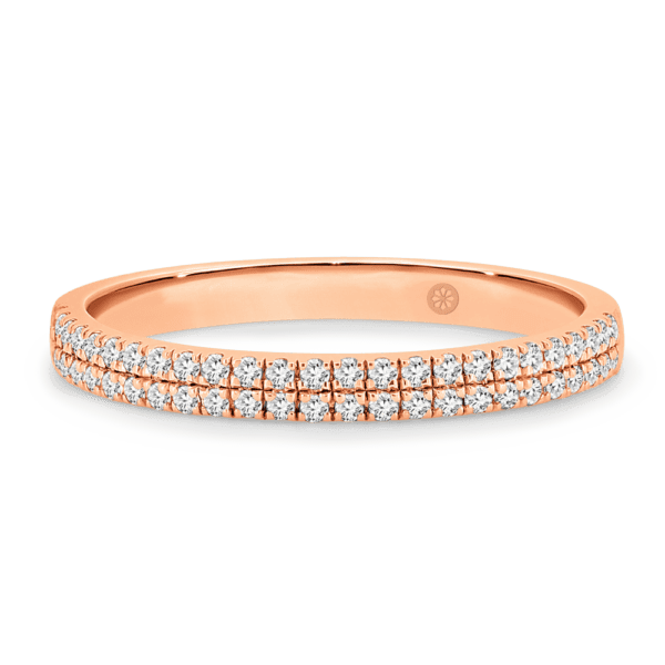 Rozelle A Rose Gold Lab Grown Diamond Double Row Pave Set Wedding Ring