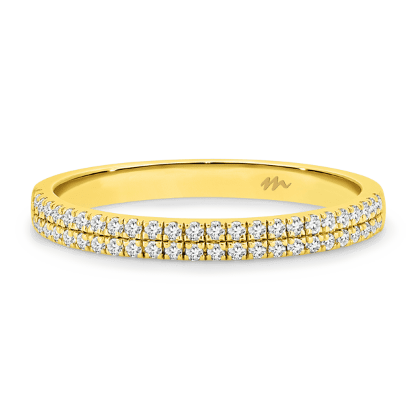 Rozelle A Yellow Gold Moissanite Double Row Pave Set Wedding Ring