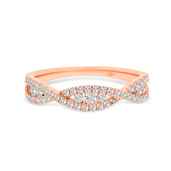 Rylie Rose Gold Moissanite Channel Set Round Crossover Infinity Wedding Ring