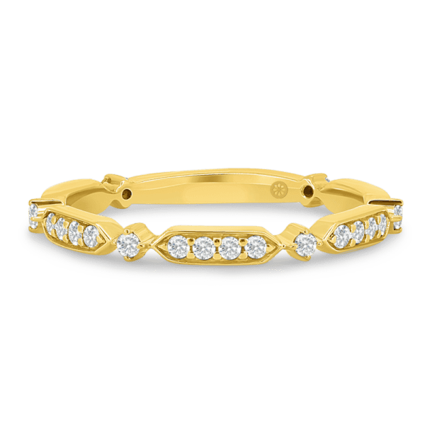 Sadie Yellow Gold Lab Grown Diamond Round Tapered Sections Pave Set Wedding Ring