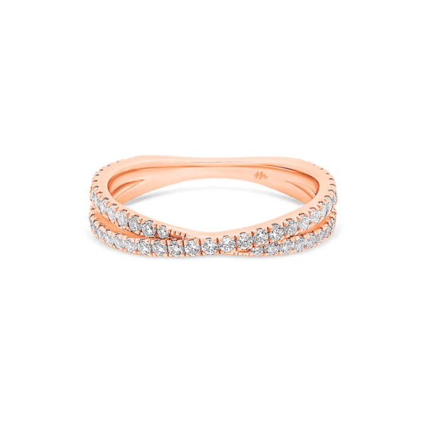 Tessa Rose Gold Moissanite Crossover Prong Set Wedding Ring