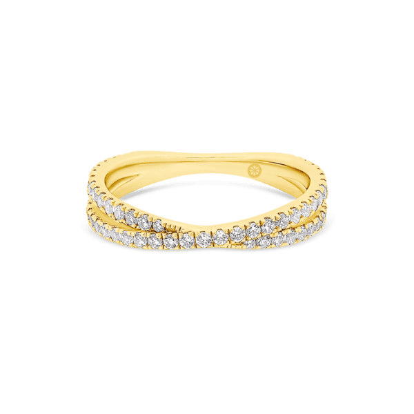 Tessa Yellow Gold Lab Grown Diamond Crossover Prong Set Wedding Ring