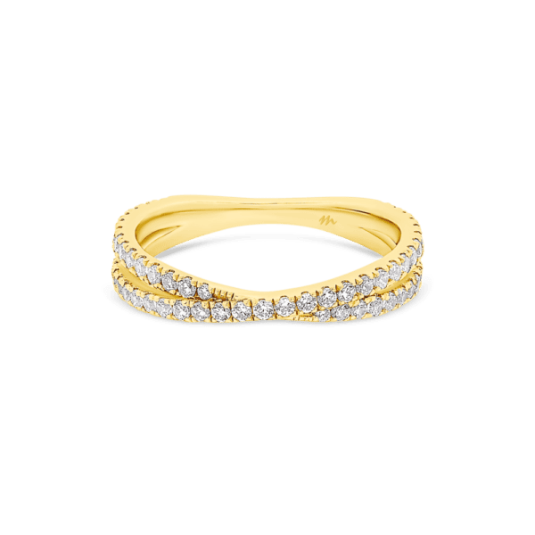 Tessa Yellow Gold Moissanite Crossover Prong Set Wedding Ring