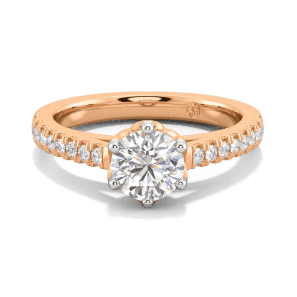 Amelia 6 5 Front Rose Gold Lab Grown Diamond Protea Floral Basket Graduating Band Engagement Ring
