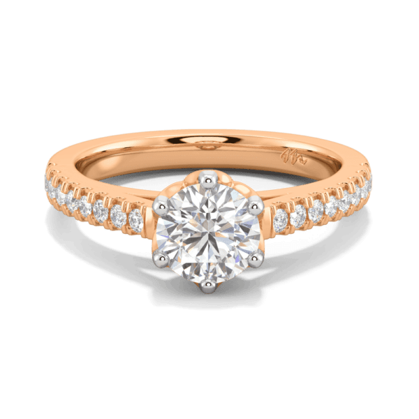 Amelia 6 5 Front Rose Gold Moissanite Protea Floral Basket Graduating Band Engagement Ring