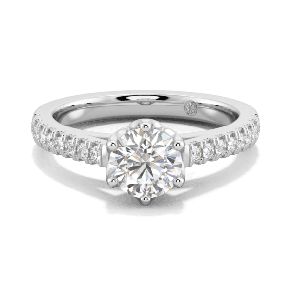 Amelia 6 5 Front White Gold Lab Grown Diamond Protea Floral Basket Graduating Band Engagement Ring