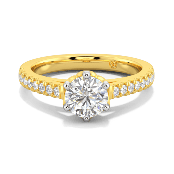Amelia 6 5 Front Yellow Gold Lab Grown Diamond Protea Floral Basket Graduating Band Engagement Ring