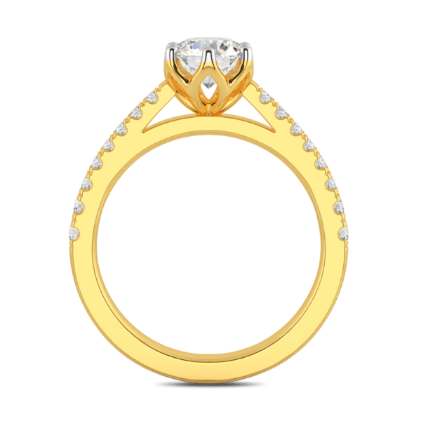 Amelia 6 5 Side Yellow Gold Diamond Protea Floral Basket Graduating Band Engagement Ring