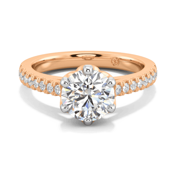 Amelia 7 5 Front Rose Gold Lab Grown Diamond Protea Floral Basket Graduating Band Engagement Ring