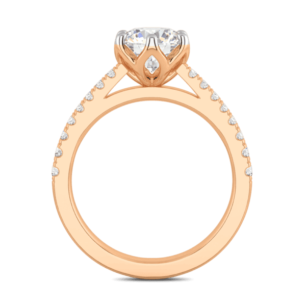 Amelia 7 5 Side Rose Gold Diamond Protea Floral Basket Graduating Band Engagement Ring