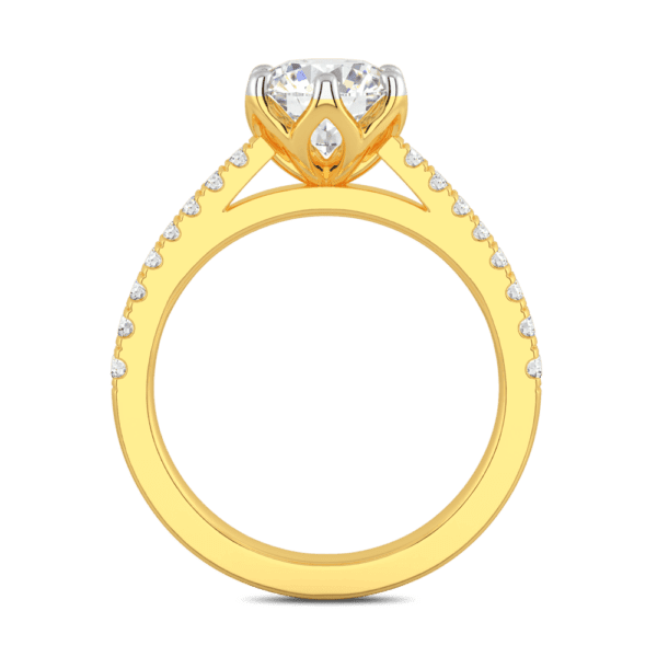 Amelia 7 5 Side Yellow Gold Diamond Protea Floral Basket Graduating Band Engagement Ring