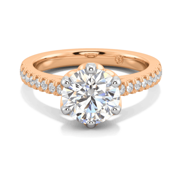 Amelia 8 0 Front Rose Gold Lab Grown Diamond Protea Floral Basket Graduating Band Engagement Ring