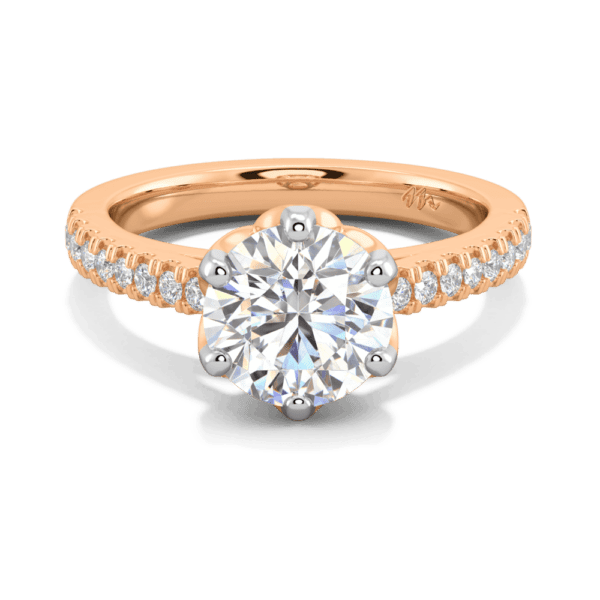 Amelia 8 0 Front Rose Gold Moissanite Protea Floral Basket Graduating Band Engagement Ring