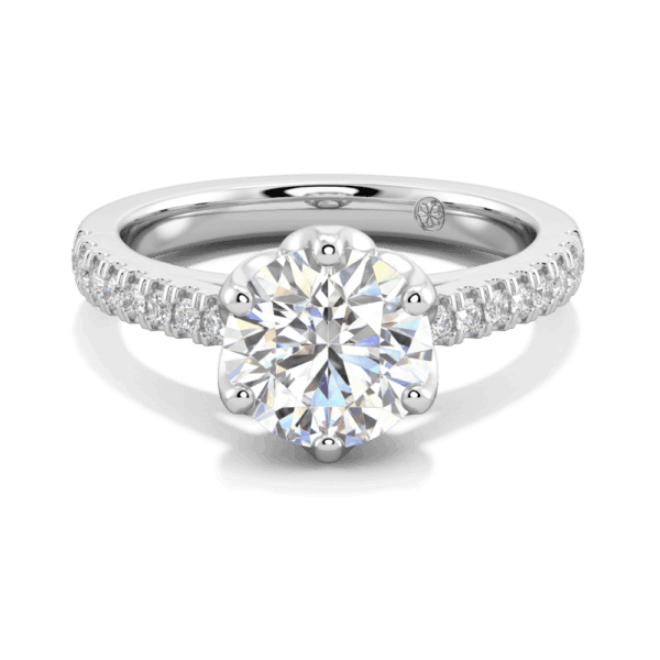 Amelia 8 0 Front White Gold Lab Grown Diamond Protea Floral Basket Graduating Band Engagement Ring