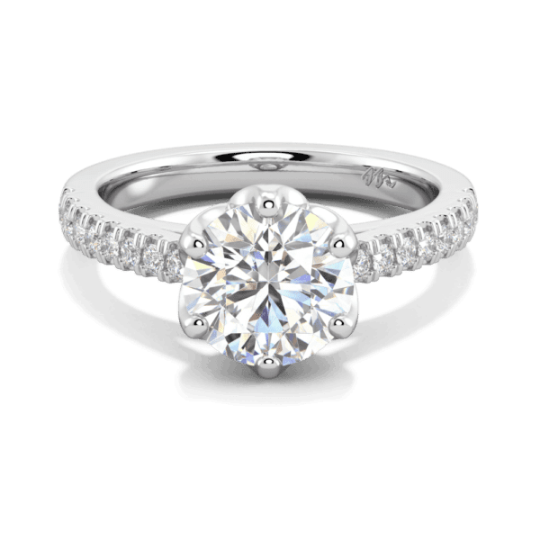 Amelia 8 0 Front White Gold Moissanite Protea Floral Basket Graduating Band Engagement Ring