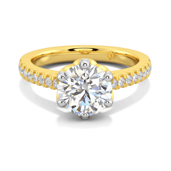 Amelia 8 0 Front Yellow Gold Lab Grown Diamond Protea Floral Basket Graduating Band Engagement Ring