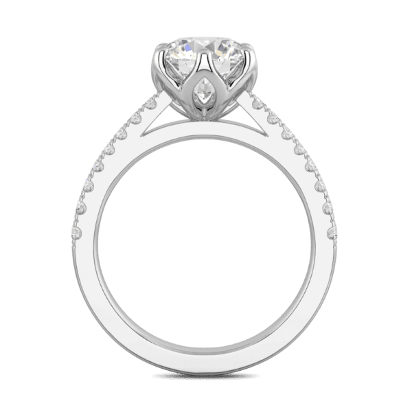 Amelia 8 0 Side White Gold Diamond Protea Floral Basket Graduating Band Engagement Ring