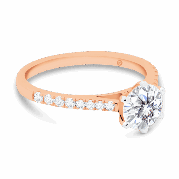 Aspley 6 5 Angled Rose Gold Lab Grown Diamond 6 Prong Graduating Half Prong Set Band Ring