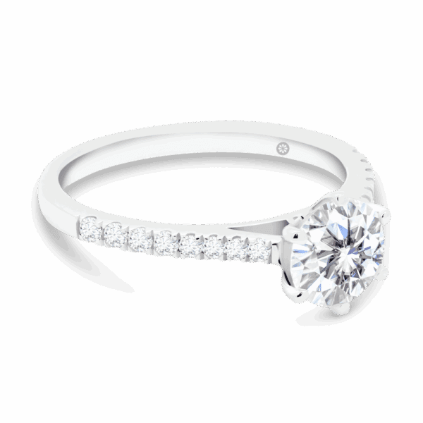 Aspley 6 5 Angled White Gold Lab Grown Diamond 6 Prong Graduating Half Prong Set Band Ring