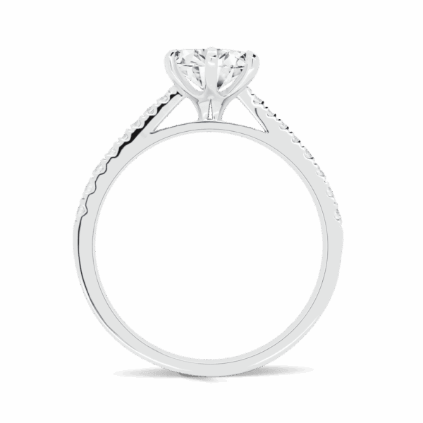 Aspley 6 5 Side White Gold Diamond 6 Prong Graduating Half Prong Set Band Ring