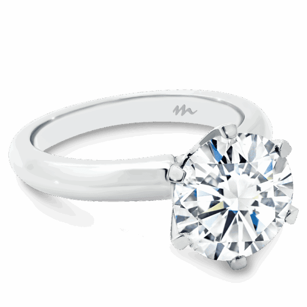 Audrey 10 0 Angled White Gold Moissanite 6 Prong Knife Edge Solitaire Ring