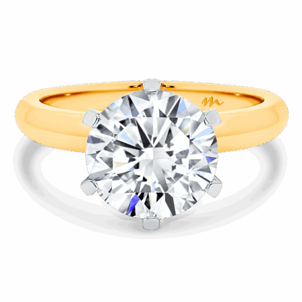 Audrey 10 0 Front Yellow Gold Moissanite 6 Prong Knife Edge Solitaire Ring