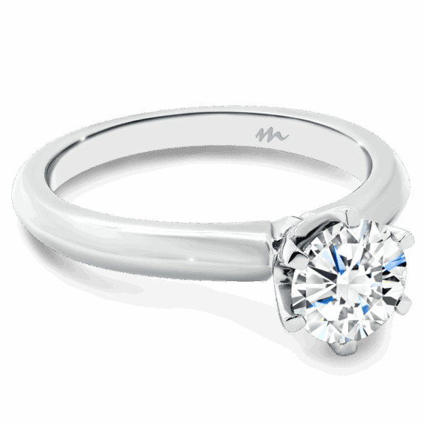 Audrey 6 5 Angled White Gold Moissanite 6 Prong Knife Edge Solitaire Ring
