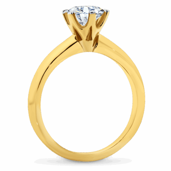 Audrey 6 5 Side Yellow Gold Diamond 6 Prong Knife Edge Solitaire Ring