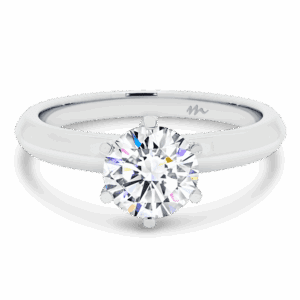 Audrey 7 5 Front White Gold Moissanite 6 Prong Knife Edge Solitaire Ring