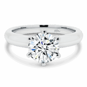 Audrey 8 0 Front White Gold Moissanite 6 Prong Knife Edge Solitaire Ring